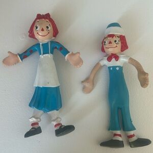 Vintage Raggedy Ann and Andy bendy dolls
